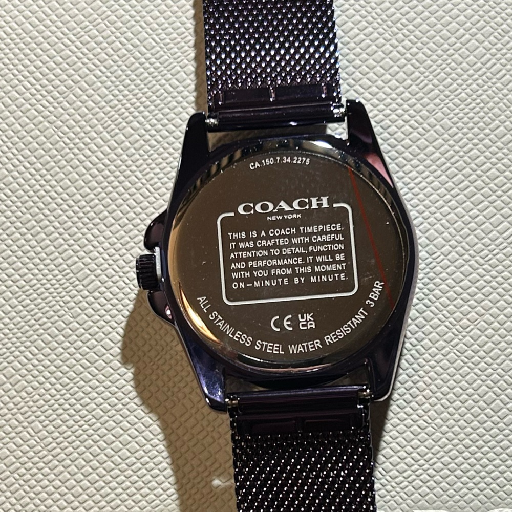 Coach Women's Purple Dial Stainless Mesh Strap Watch - Picture 4 of 6
